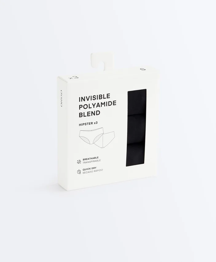 3 culottes classiques invisibles en mélange de polyamide 3 culottes classiques invisibles en mélange de polyamide
