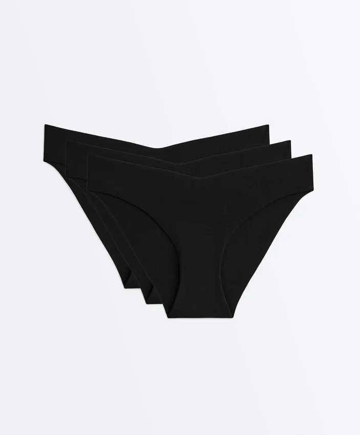 3 culottes de bain classiques en mélange de polyamide sans coutures et à découpe en V 3 culottes de bain classiques en mélange de polyamide sans coutures et à découpe en V