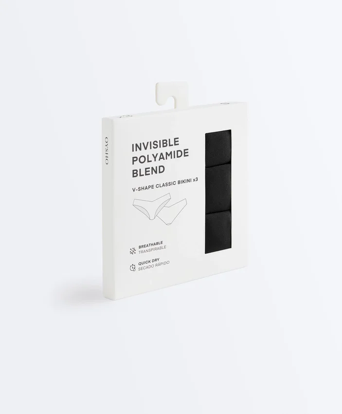 3 culottes de bain classiques en mélange de polyamide sans coutures et à découpe en V 3 culottes de bain classiques en mélange de polyamide sans coutures et à découpe en V
