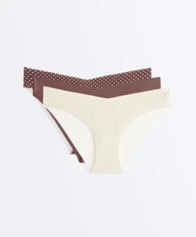 3 Culottes de bikinis classiques invisibles en mélange de polyamide, coupe en V et découpe au laser