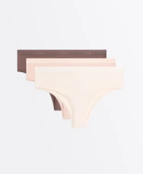 3 culottes taille basse en mélange de coton avec logo