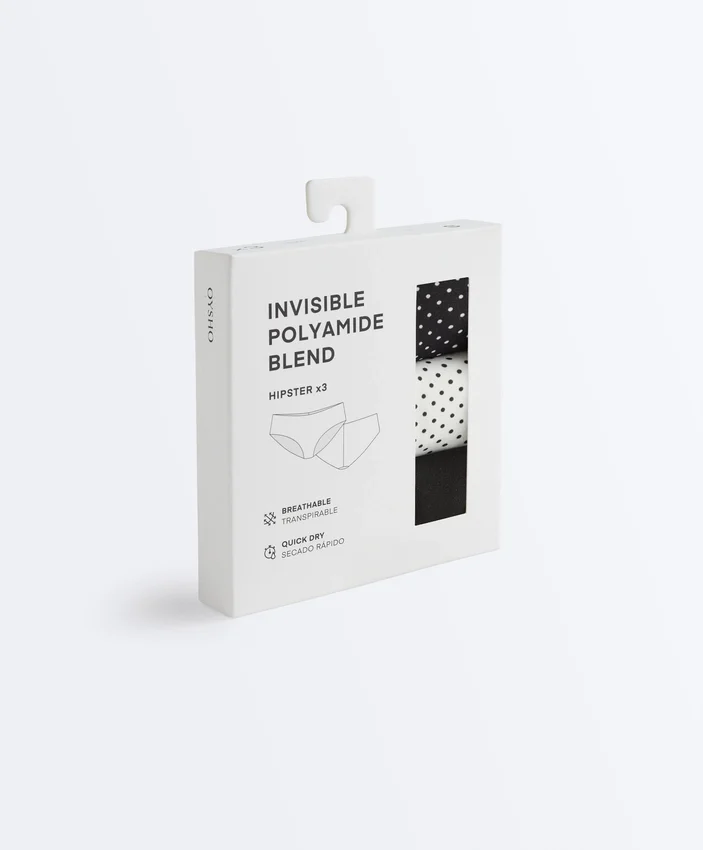 3 culottes taille basse invisibles en mélange de polyamide 3 culottes taille basse invisibles en mélange de polyamide