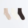 3 paires de chaussettes en coton mélangé avec bord roulé 3 paires de chaussettes en coton mélangé avec bord roulé