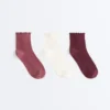 3 paires de chaussettes en coton mélangé avec bord roulé