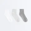 3 paires de chaussettes en coton mélangé avec bord roulé