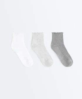 3 paires de chaussettes en coton mélangé avec bord roulé