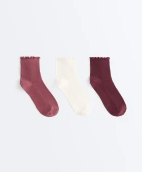 3 paires de chaussettes en coton mélangé avec bord roulé