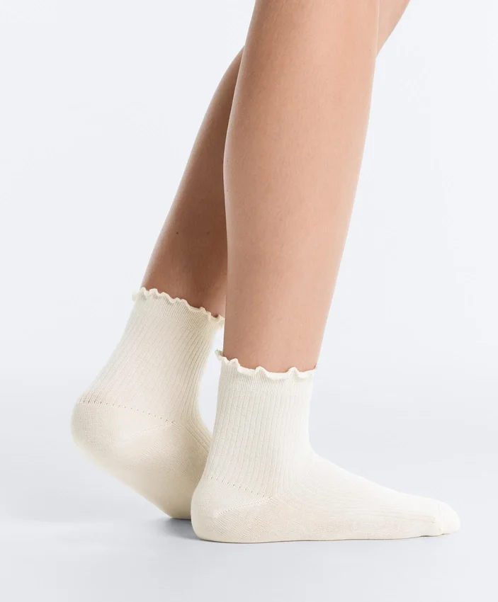 3 paires de chaussettes en coton mélangé avec bord roulé 3 paires de chaussettes en coton mélangé avec bord roulé