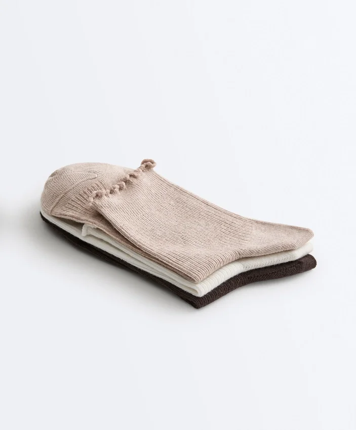 3 paires de chaussettes en coton mélangé avec bord roulé 3 paires de chaussettes en coton mélangé avec bord roulé