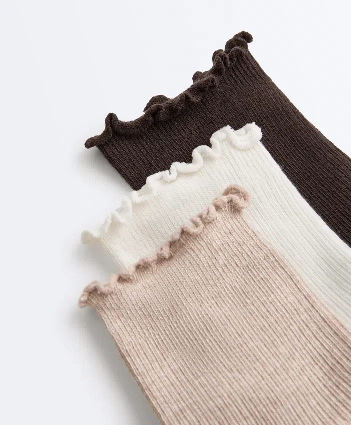 3 paires de chaussettes en coton mélangé avec bord roulé 3 paires de chaussettes en coton mélangé avec bord roulé