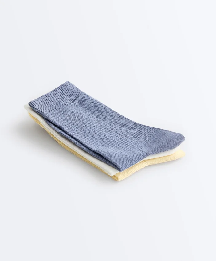 3 paires de chaussettes piquées classiques en coton mélangé 3 paires de chaussettes piquées classiques en coton mélangé