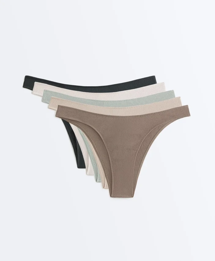 5 culottes brésiliennes en coton côtelé à coupe en U 5 culottes brésiliennes en coton côtelé à coupe en U