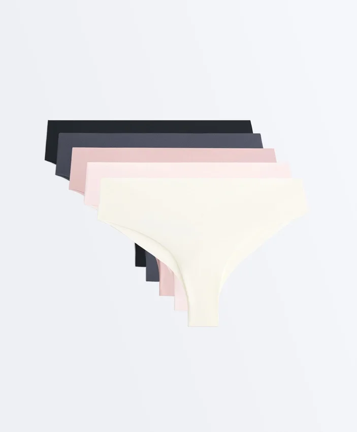 5 culottes brésiliennes en mélange de polyamide découpées au laser 5 culottes brésiliennes en mélange de polyamide découpées au laser