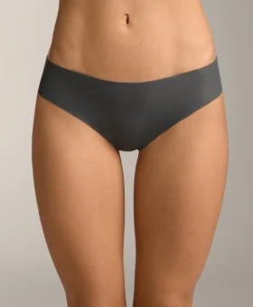 5 culottes brésiliennes invisibles en mélange de polyamide à fines côtes, découpées au laser