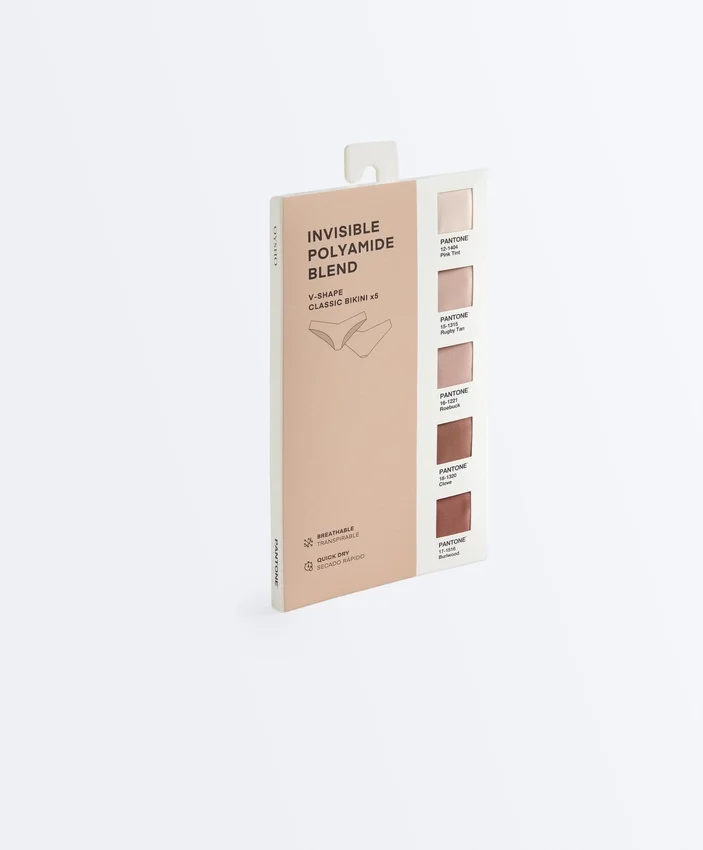 5 culottes classiques en mélange de polyamide invisible Pantone™ à coupe en V 5 culottes classiques en mélange de polyamide invisible Pantone™ à coupe en V