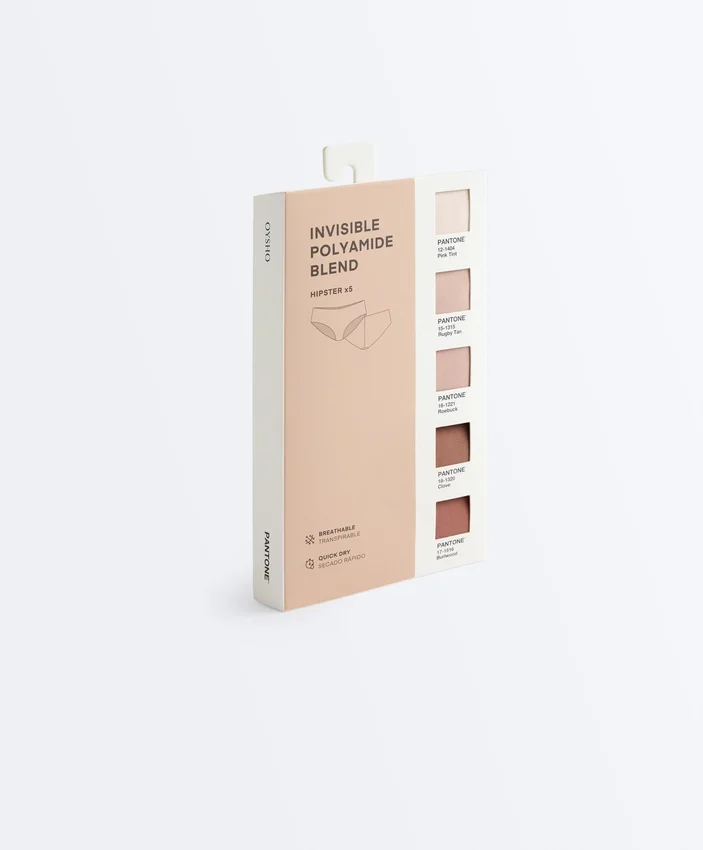 5 culottes taille basse invisibles en mélange de polyamide Pantone™ 5 culottes taille basse invisibles en mélange de polyamide Pantone™