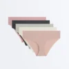 5 culottes taille basse légères en mélange de polyamide côtelé, invisibles et découpées au laser