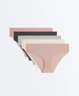 5 culottes taille basse légères en mélange de polyamide côtelé, invisibles et découpées au laser