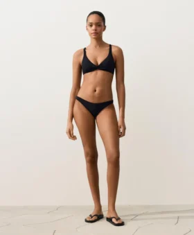 Bas de bikini à coupe en U en piqué, couverture moyenne