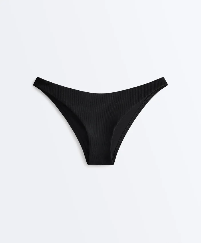 Bas de bikini à coupe en U en piqué, couverture moyenne Bas de bikini à coupe en U en piqué, couverture moyenne