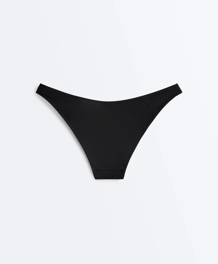 Bas de bikini à coupe en U en piqué, couverture moyenne Bas de bikini à coupe en U en piqué, couverture moyenne