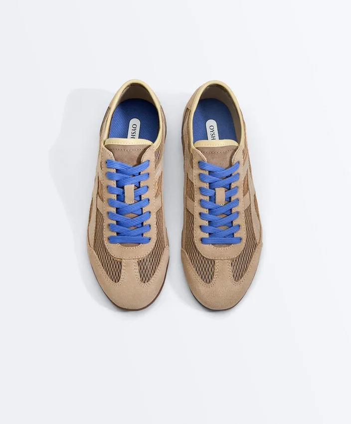 Baskets en daim refendu et mesh Baskets en daim refendu et mesh