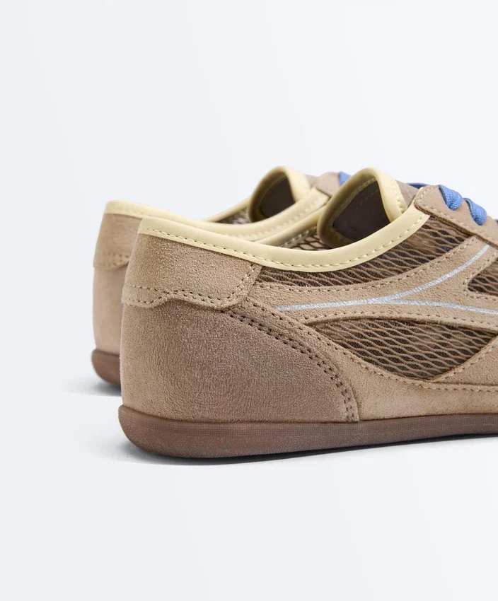 Baskets en daim refendu et mesh Baskets en daim refendu et mesh
