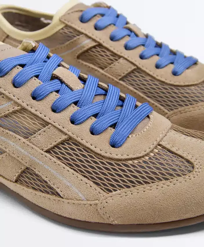 Baskets en daim refendu et mesh Baskets en daim refendu et mesh