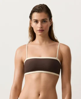 Bikini bandeau à bordures contrastées