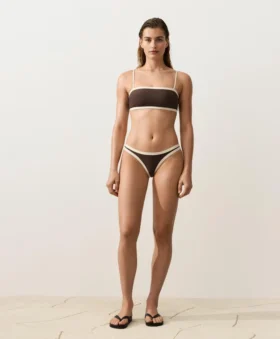 Bikini bandeau à bordures contrastées