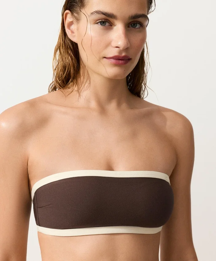 Bikini bandeau à bordures contrastées Bikini bandeau à bordures contrastées