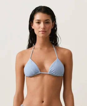 Bikinis triangle à rayures texturées