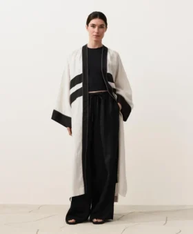 Caftan contrasté 100 % lin