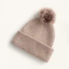 Chapeau en maille mélangée laine avec pompon Chapeau en maille mélangée laine avec pompon