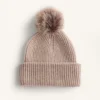 Chapeau en maille mélangée laine avec pompon Chapeau en maille mélangée laine avec pompon