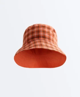 Chapeau réversible en coton mélangé à carreaux