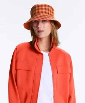 Chapeau réversible en coton mélangé à carreaux