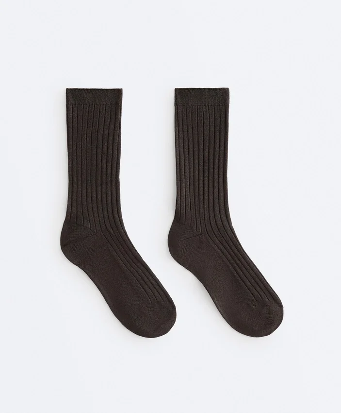 Chaussettes classiques en mélange de soie à côtes Chaussettes classiques en mélange de soie à côtes