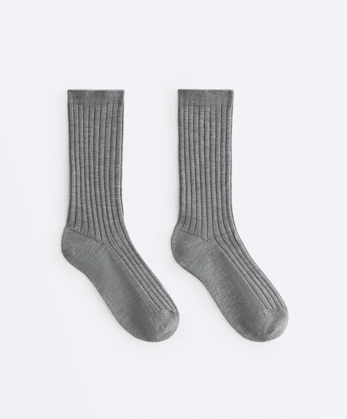Chaussettes classiques en mélange de soie à côtes Chaussettes classiques en mélange de soie à côtes