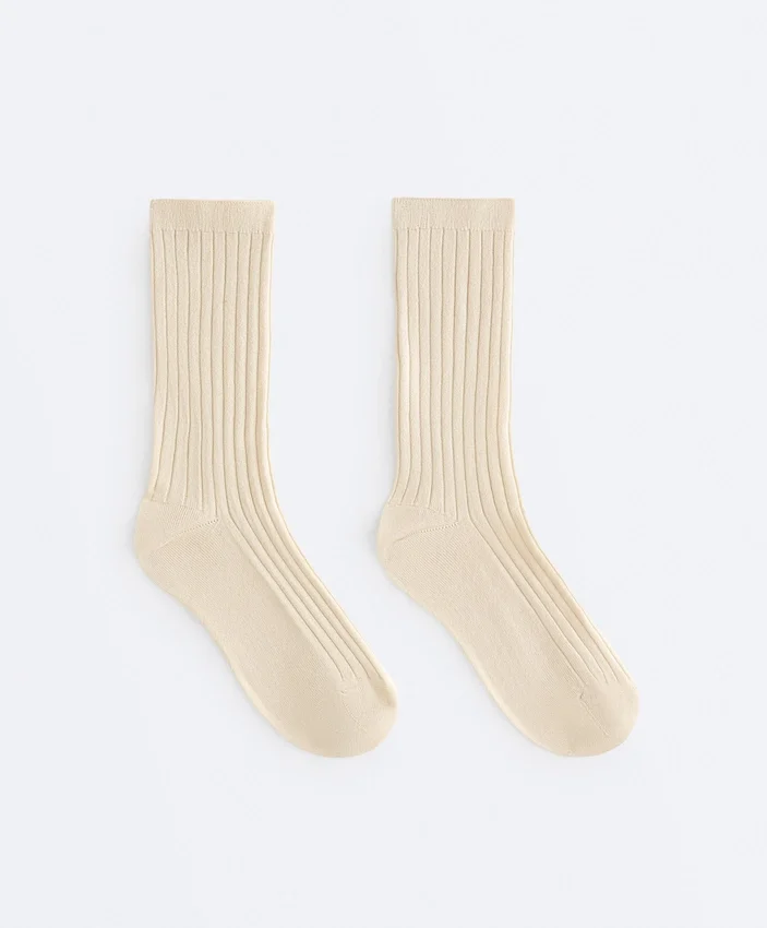 Chaussettes classiques en mélange de soie à côtes Chaussettes classiques en mélange de soie à côtes