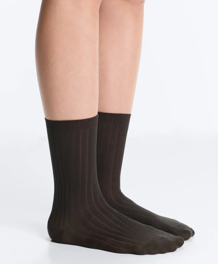 Chaussettes classiques en mélange de soie à côtes Chaussettes classiques en mélange de soie à côtes