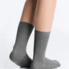 Chaussettes classiques en mélange de soie à côtes Chaussettes classiques en mélange de soie à côtes