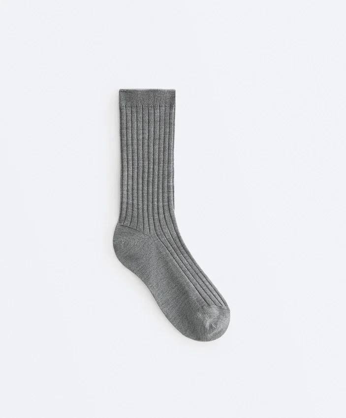Chaussettes classiques en mélange de soie à côtes Chaussettes classiques en mélange de soie à côtes