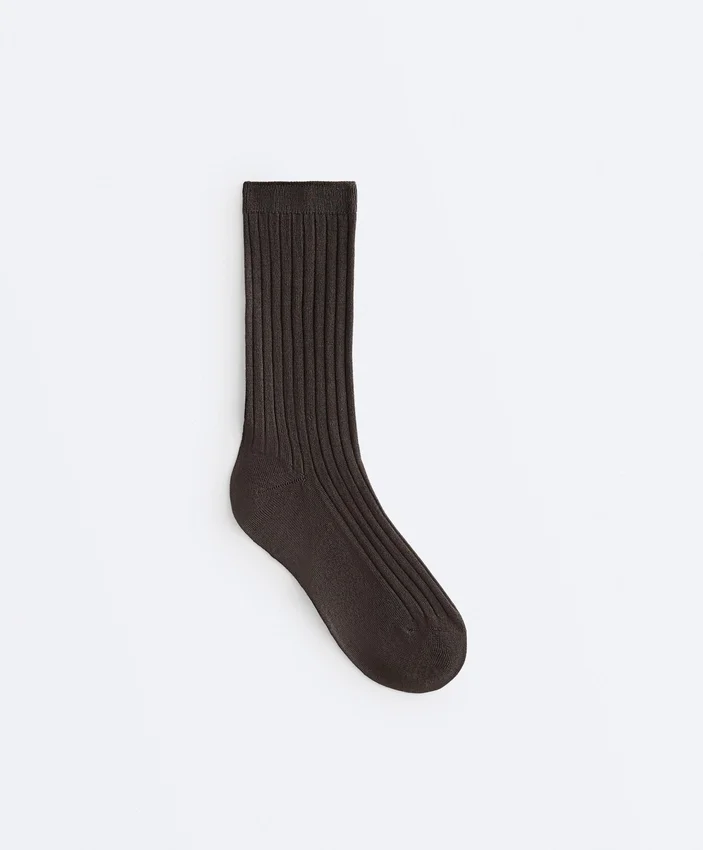 Chaussettes classiques en mélange de soie à côtes Chaussettes classiques en mélange de soie à côtes