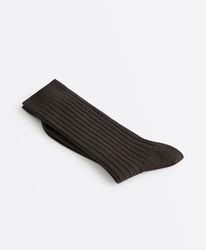 Chaussettes classiques en mélange de soie à côtes Chaussettes classiques en mélange de soie à côtes