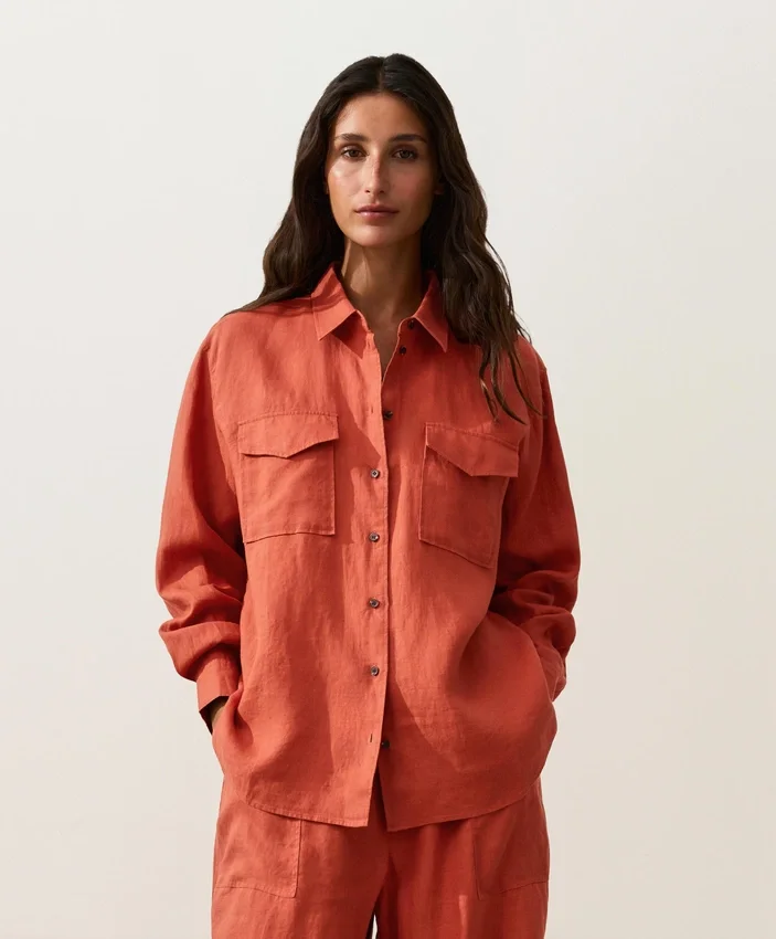 Chemise 100 % lin avec poches Chemise 100 % lin avec poches