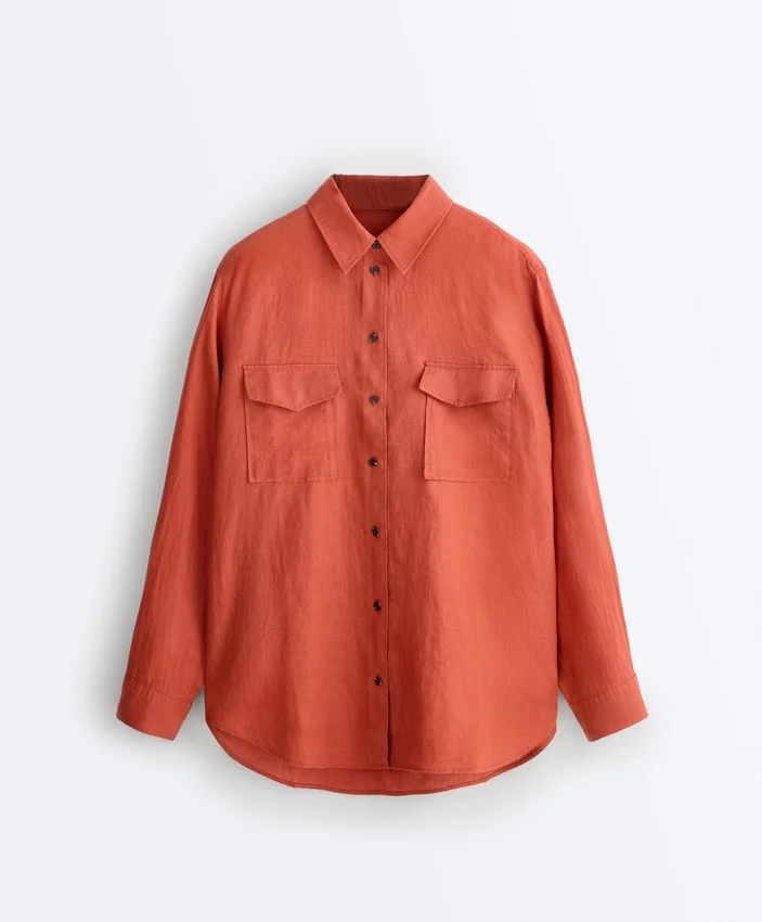 Chemise 100 % lin avec poches Chemise 100 % lin avec poches