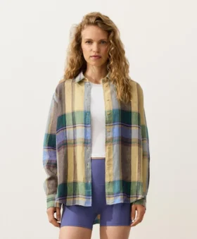 Chemise à carreaux classique 100 % lin