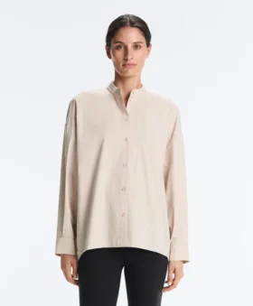 Chemise à col montant 100 % coton