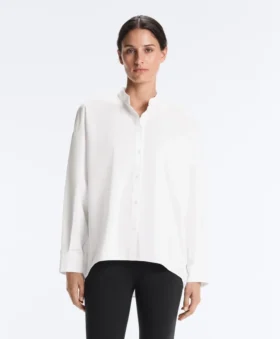 Chemise à col montant 100 % coton